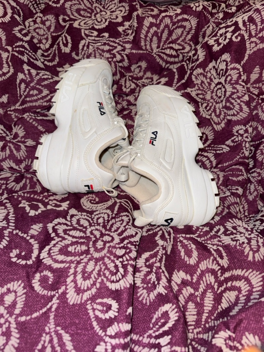 Fila White Leather Platform Sneakers with Subtle Logo